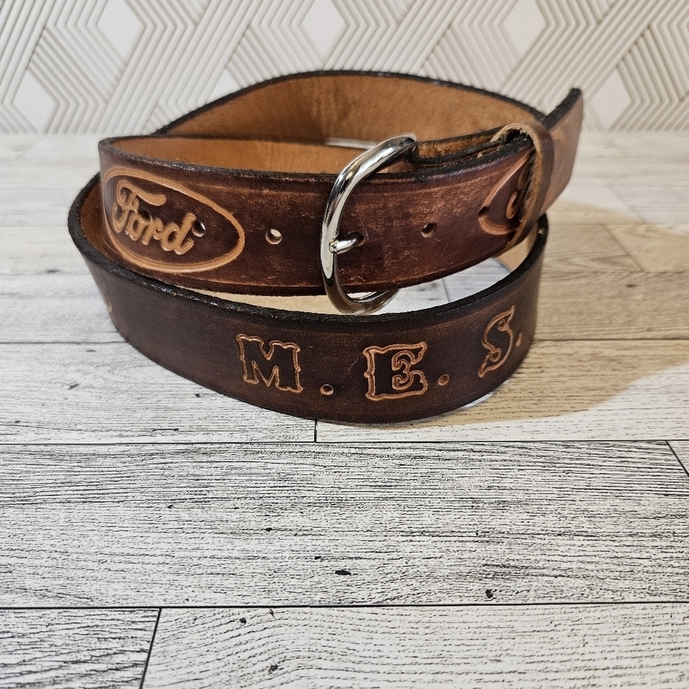 Vintage Leather Belt Ford Logo